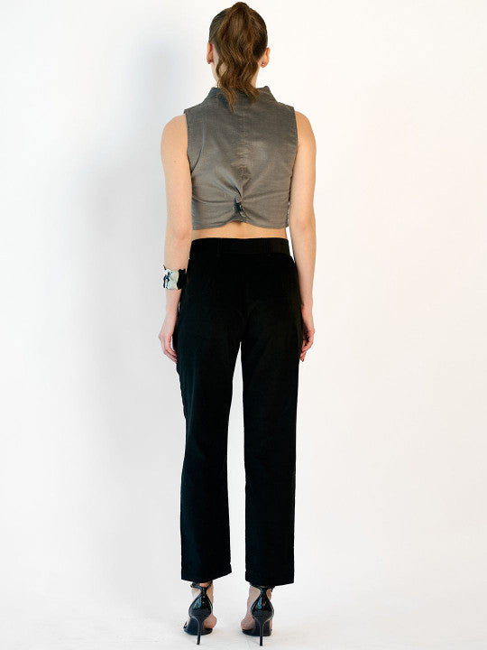 Solid Cotton V-Neck Buttoned Fitted Style Waistcoat for Women