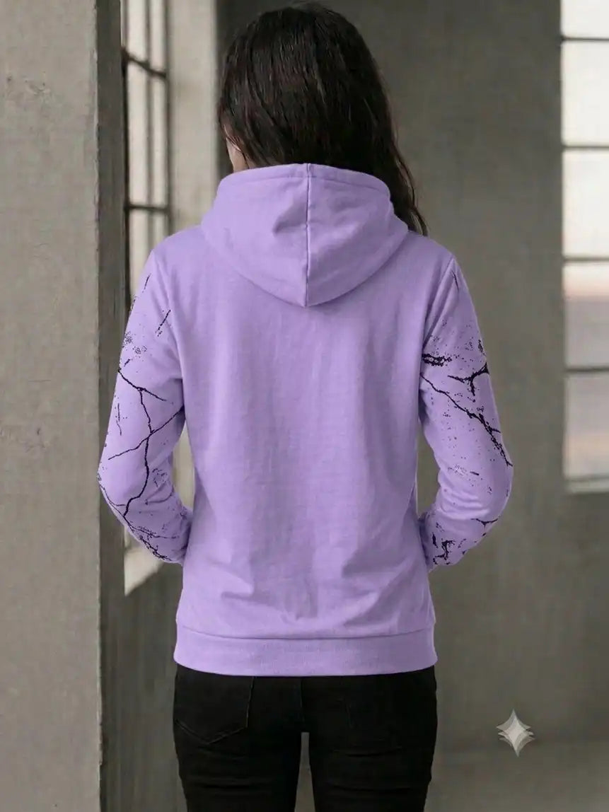 Women Printed Hooded Sweatshirt