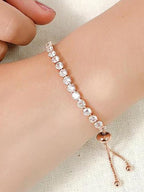 Rose Gold Plated Round Cut Cubic Zirconia Matrix Tennis Bracelet