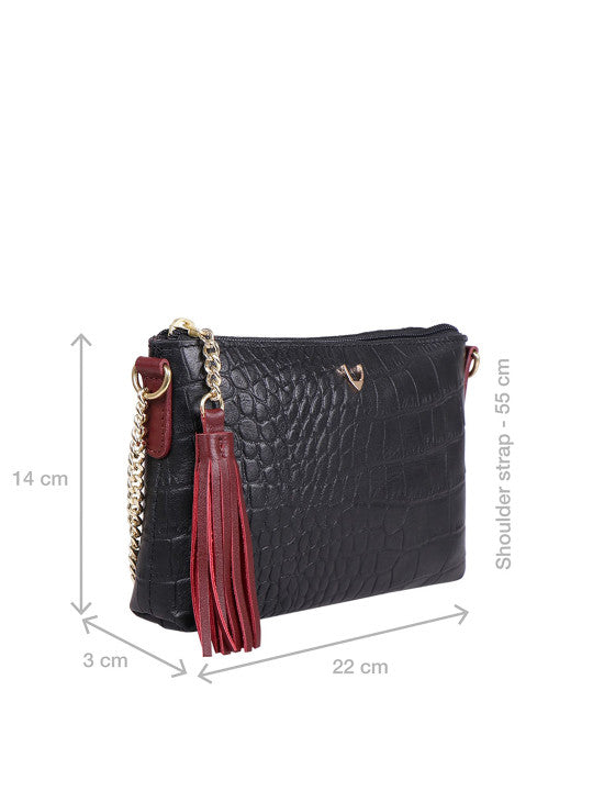 Animal Leather Tasselled Structured Sling Bag