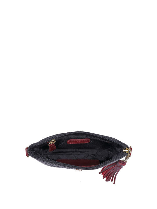 Animal Leather Tasselled Structured Sling Bag