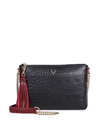 Animal Leather Tasselled Structured Sling Bag