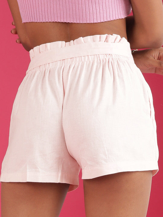 Women Pink High-Rise Pure Cotton Shorts