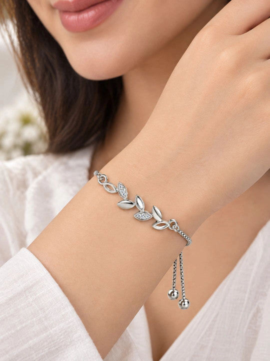 Women Cubic Zirconia Silver-Plated Charm Bracelet
