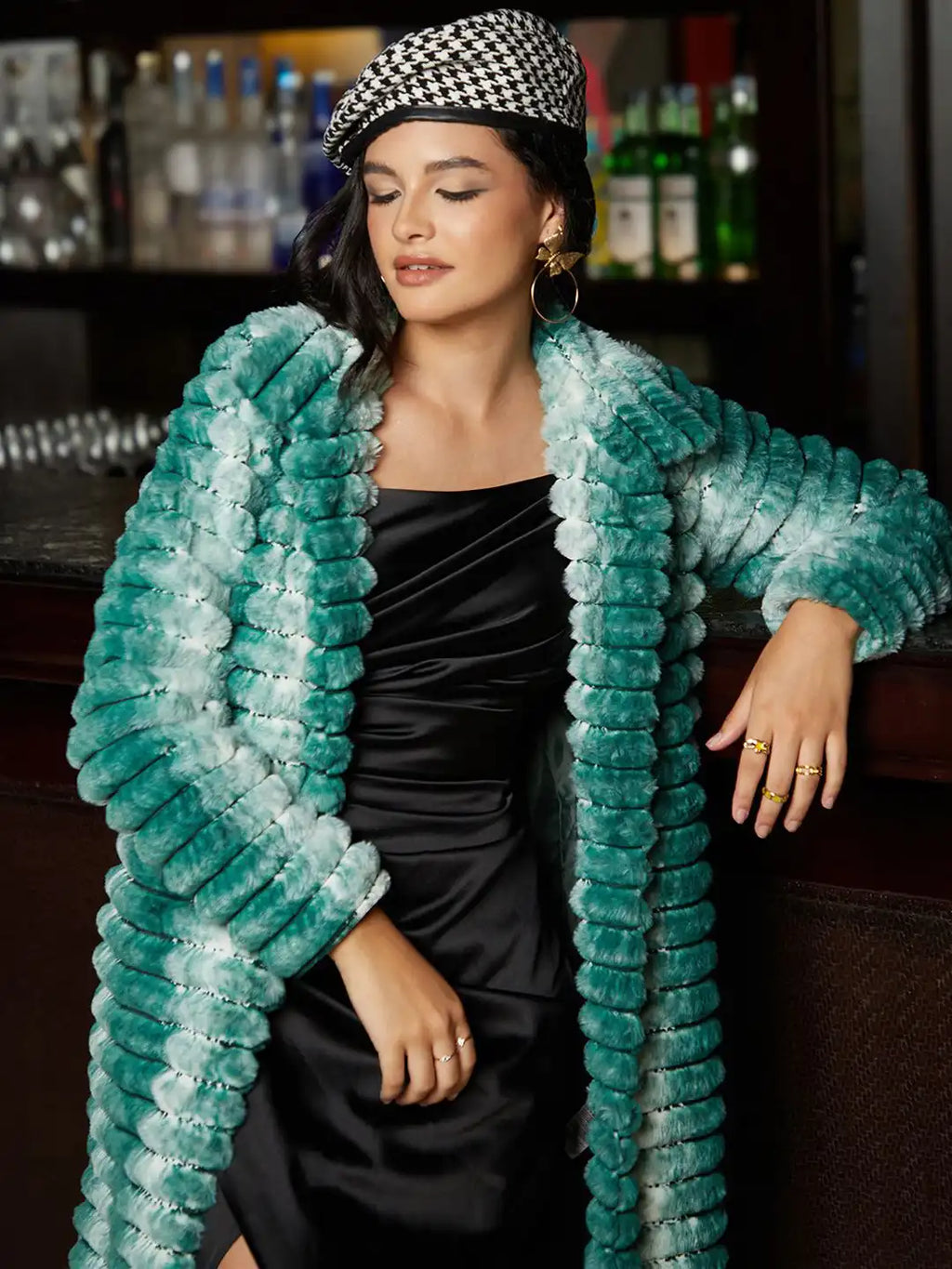 Women Self Design Ombre Ripple Long Coat