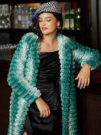 Women Self Design Ombre Ripple Long Coat