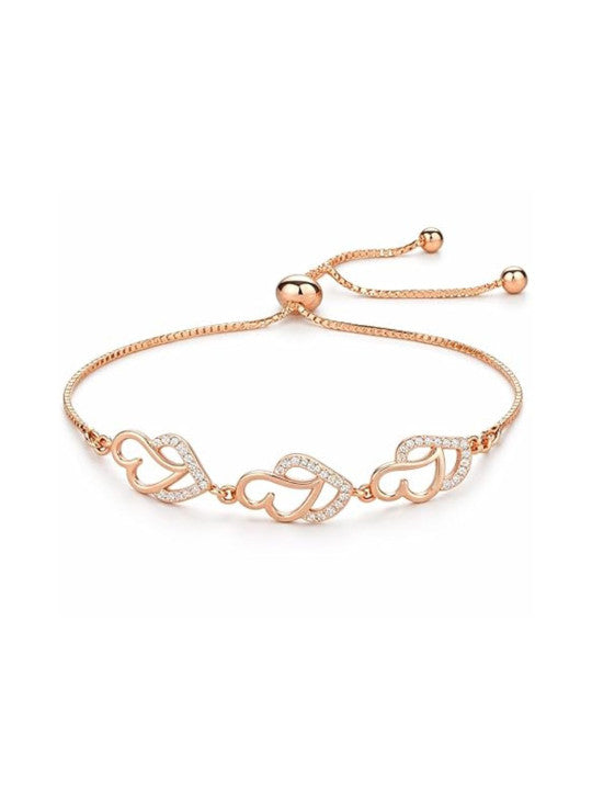 Women American Diamond Rose Gold-Plated Link Bracelet