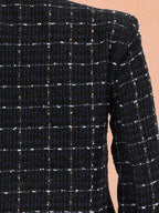 Checked Cotton Collarless Single-Breasted Blazers