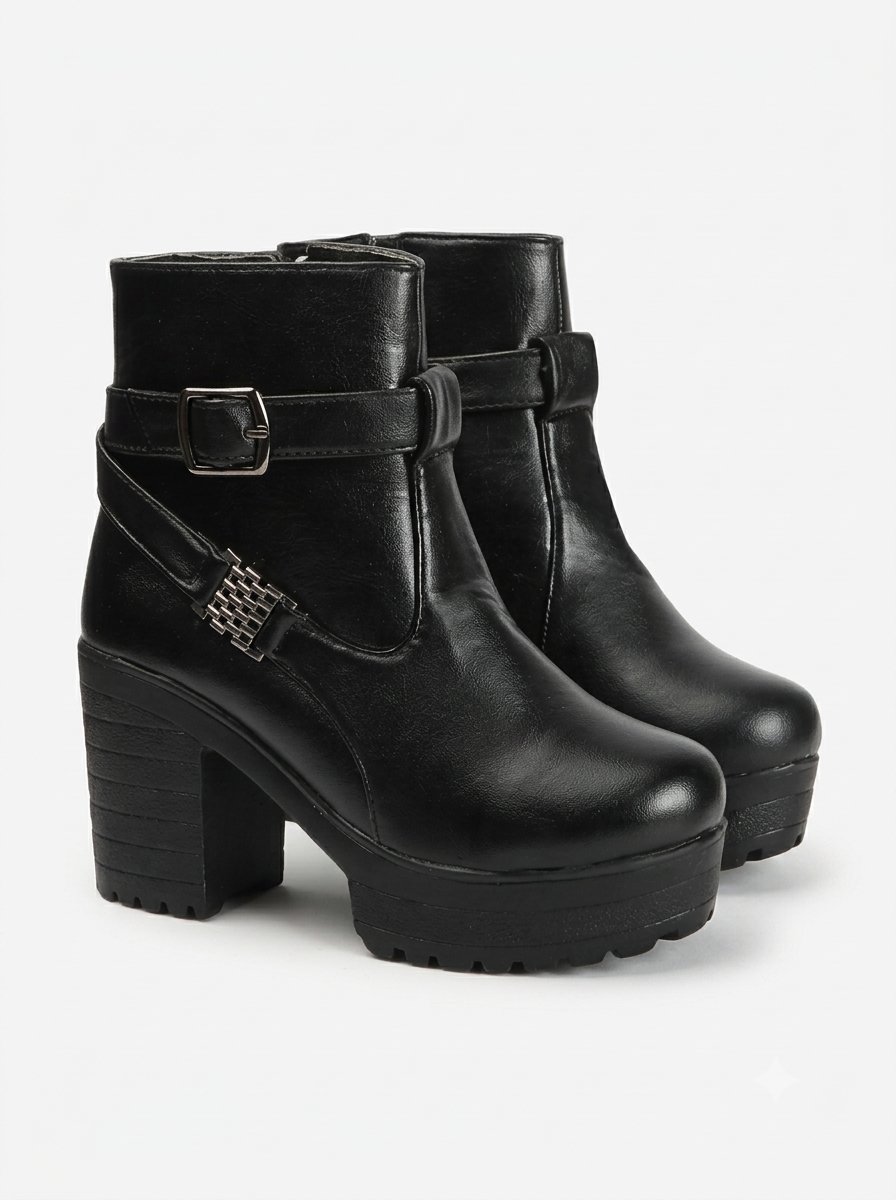 Women Round-Toe Chunky Boots