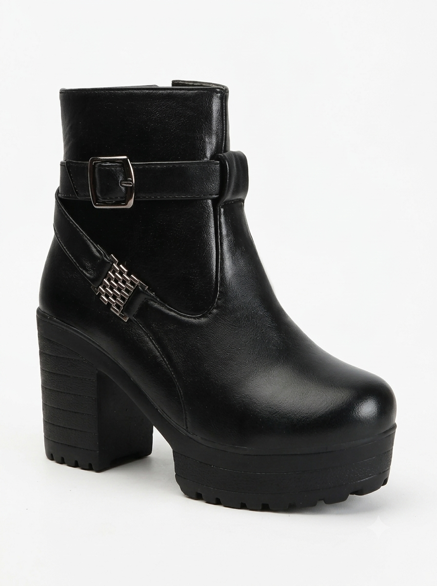 Women Round-Toe Chunky Boots
