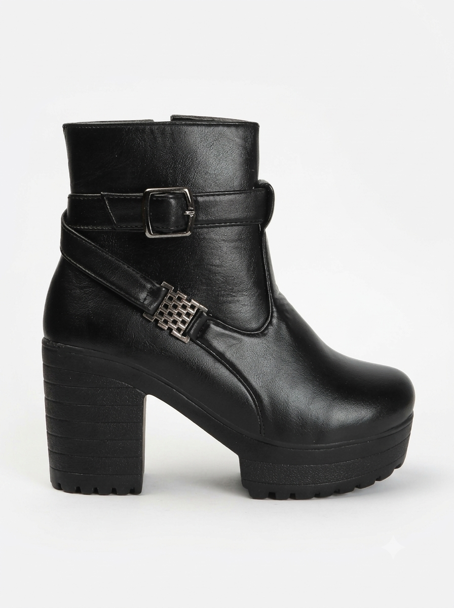 Women Round-Toe Chunky Boots