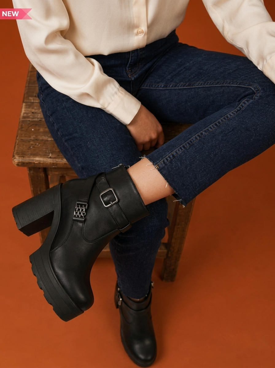 Women Round-Toe Chunky Boots