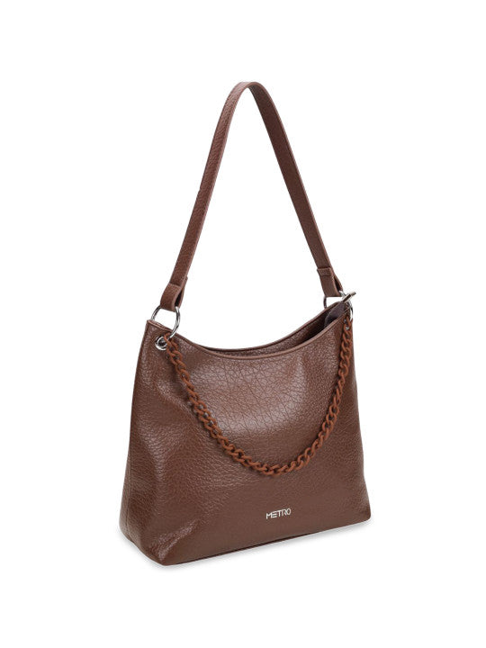 Solid Medium Structured Shoulder Bag