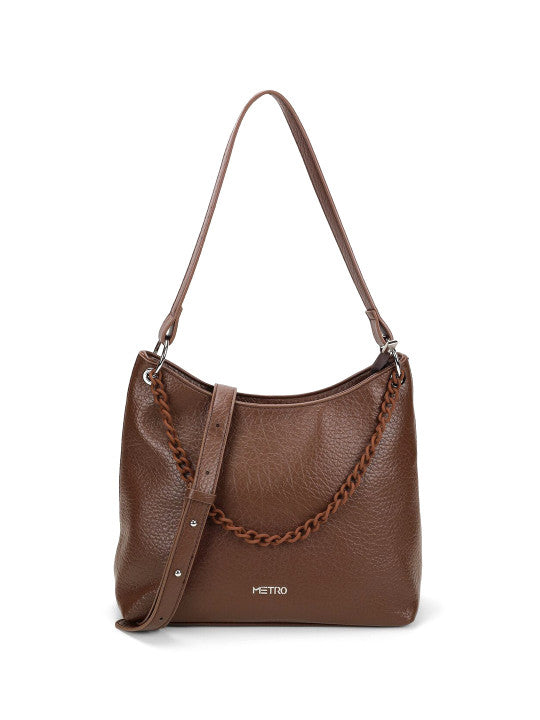 Solid Medium Structured Shoulder Bag