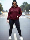 Typography Printed Hooded Full Sleeve Sweatshirt