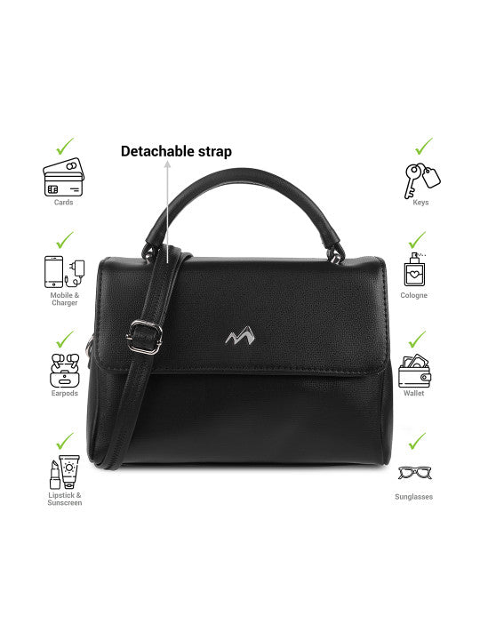 Detachable Strap Zip Detail Structured Satchel Bag