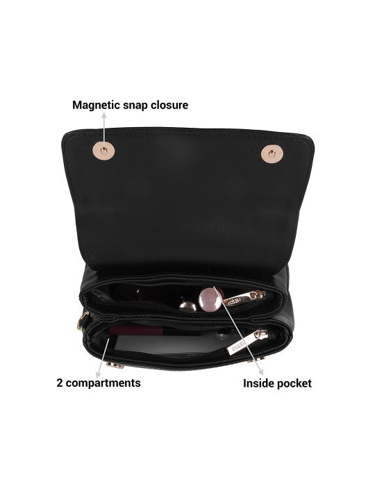 Detachable Strap Zip Detail Structured Satchel Bag