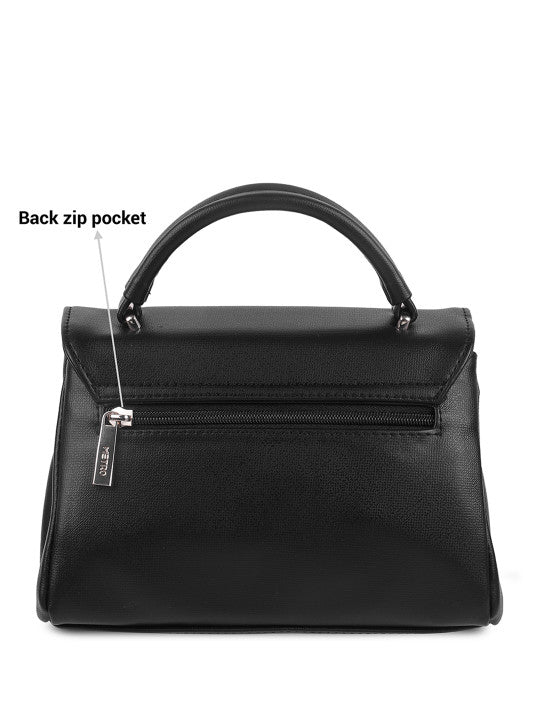 Detachable Strap Zip Detail Structured Satchel Bag