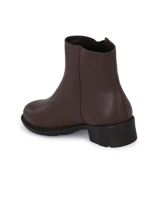 Women Brown Solid Casual Boot