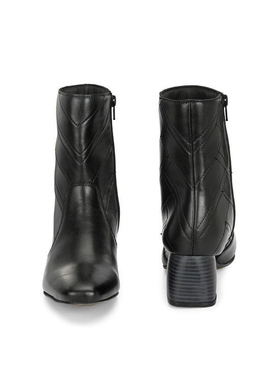 Women Black Lightweight Block Heel Casual Boots