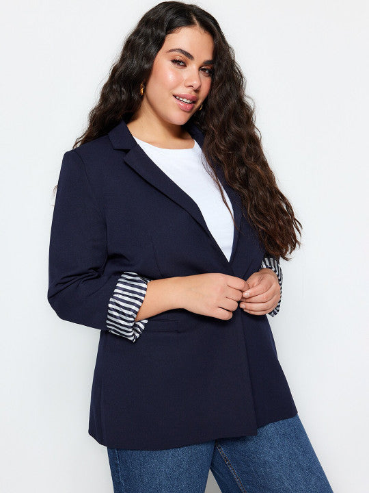 Notched Lapel Collar Single-Breasted Blazer