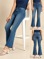 Women Bootcut Light Fade Stretchable Mid-Rise Jeans