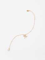 London Women Gold-Plated & White Crystals Dragonfly Clasp Charm Bracelet