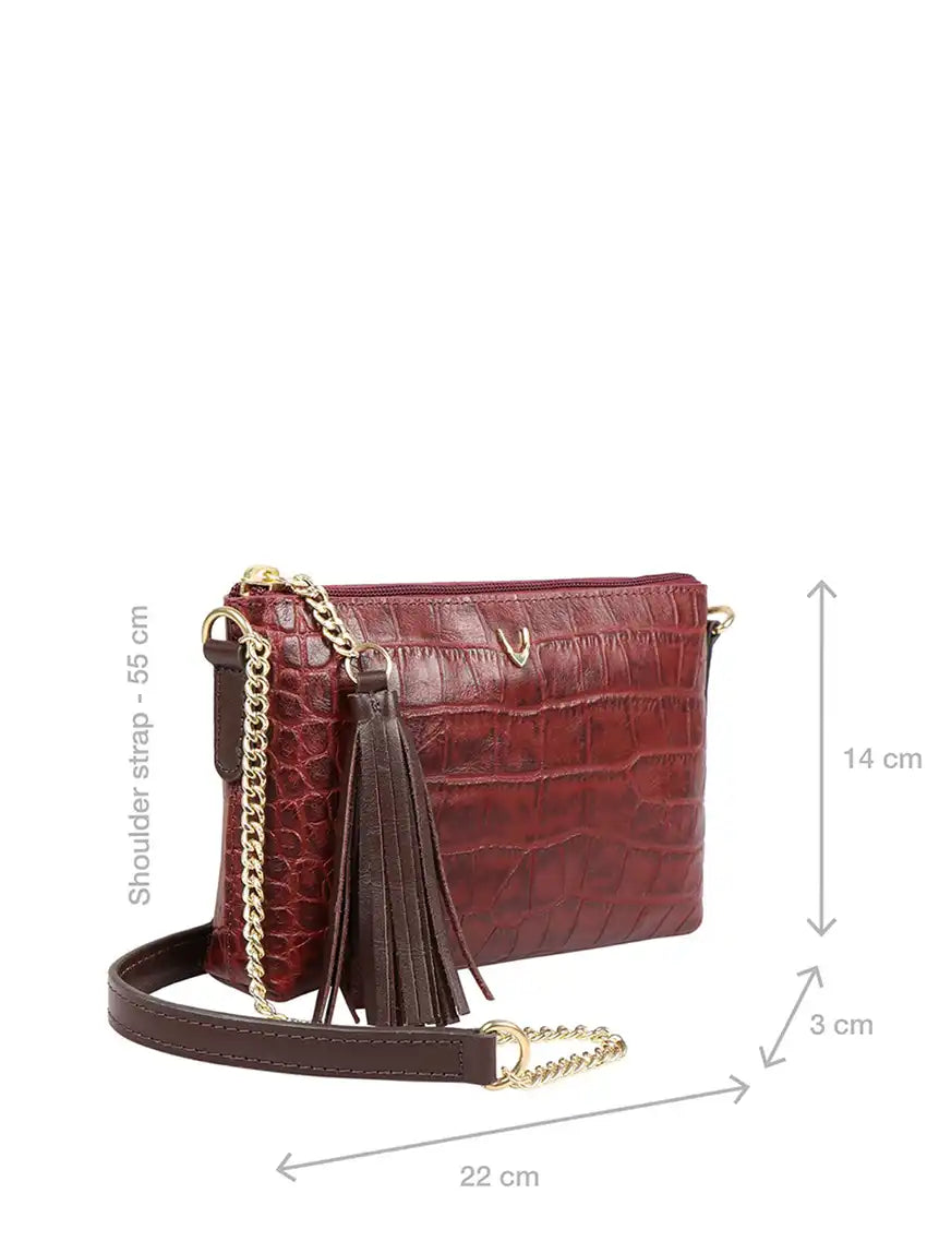 Opihi W Animal Leather Tasselled Structured Sling Bag