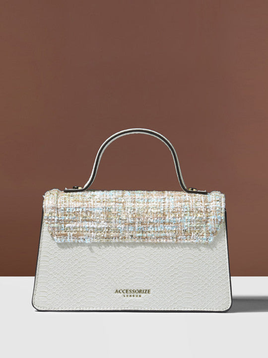 London Leather Textured Adjustable Strap Structured Sling Bag