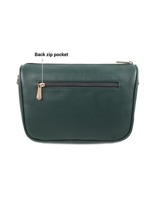 Solid In Built Mobile Pouch Buckle Detail Structured Sling Bag