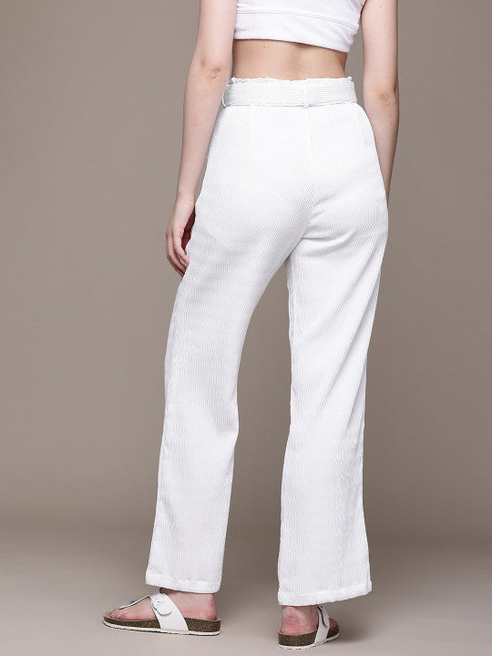 Women Textured High-Rise Wrinkle Free Trousers