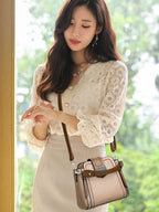 Textured Zip Detail Structured Sling Bag