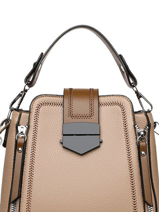 Textured Zip Detail Structured Sling Bag