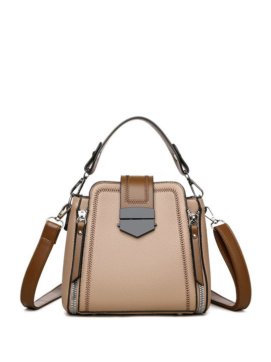 Textured Zip Detail Structured Sling Bag
