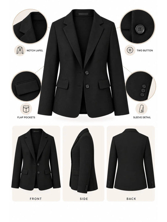 Notched Lapel Single-Breasted Formal Blazers