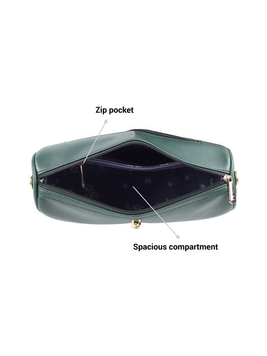 Solid In Built Mobile Pouch Buckle Detail Structured Sling Bag