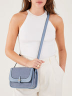 London Colourblocked Buckle Detail Small Structured Satchel Bag