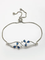 Rhodium-Plated Blue American Diamond Studded Wraparound Bracelet