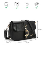 Textured Detachable Strap Buckle Detail Structured Sling Bag