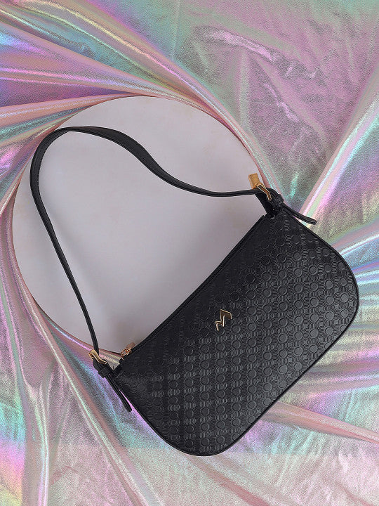 Zip Detail Structured Shoulder Bag