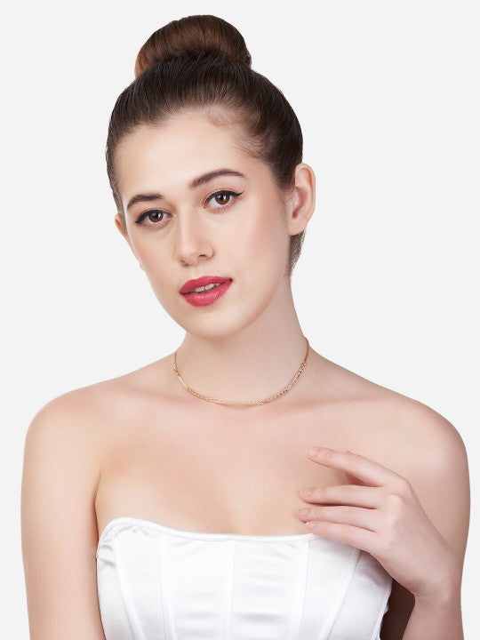 Brass Rose Gold-Plated Cubic Zirconia Necklace