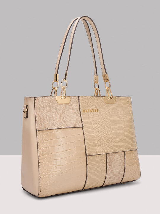 Animal Textured Structured Tote Bag