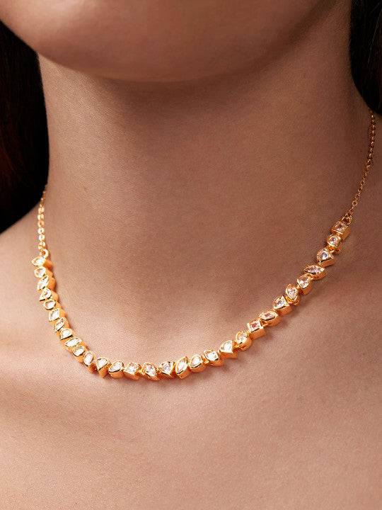 Gold-Plated Crystals Studded Necklace