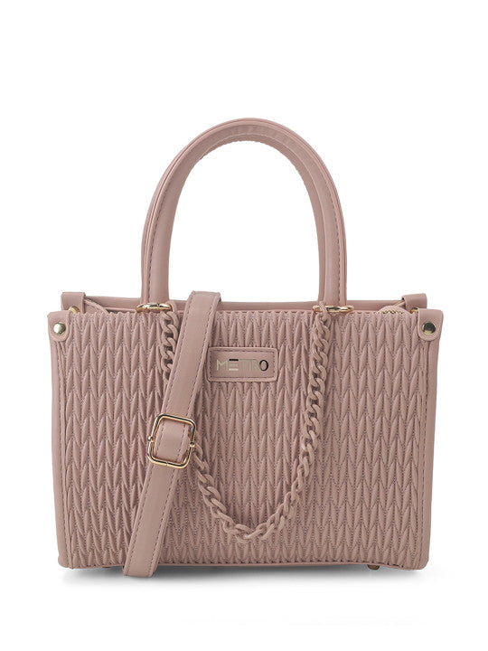 Textured Medium Structured Satchel Bag