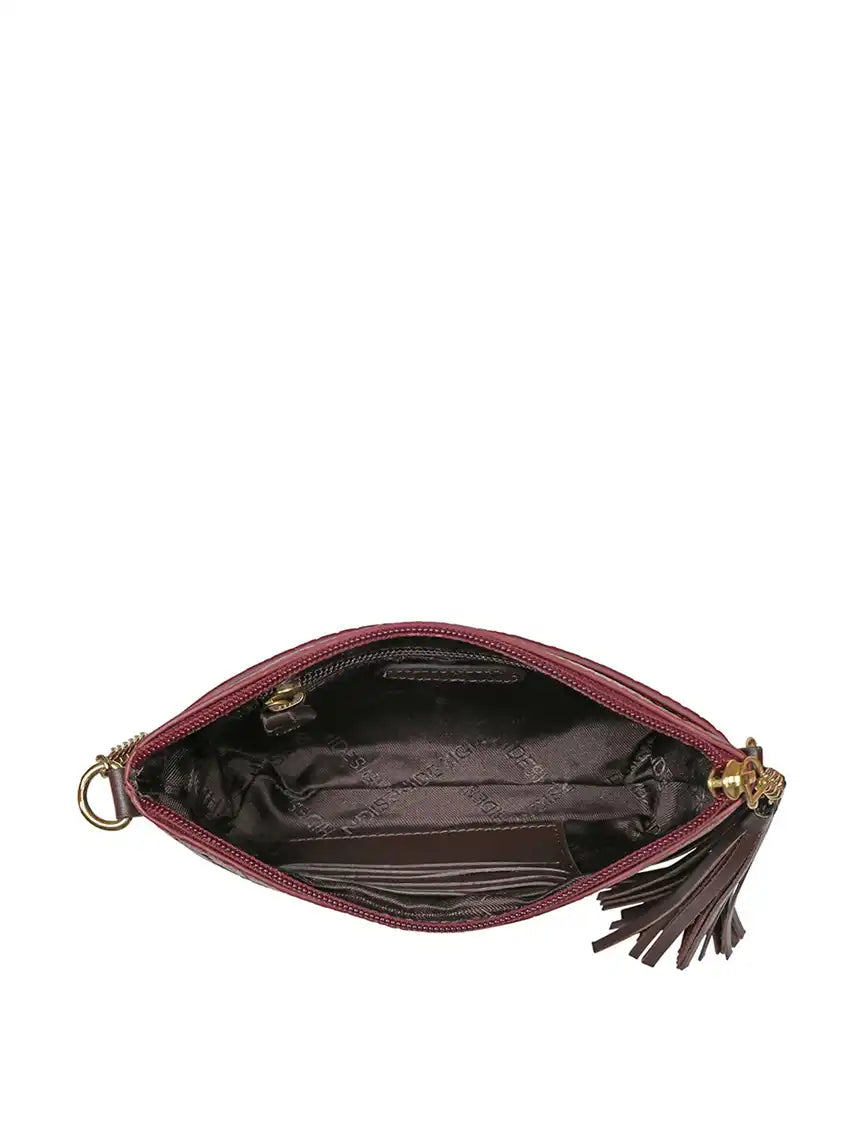 Opihi W Animal Leather Tasselled Structured Sling Bag