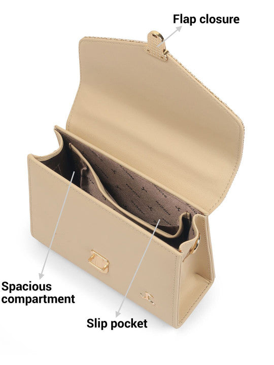 Textured Small Structured Satchel Bag
