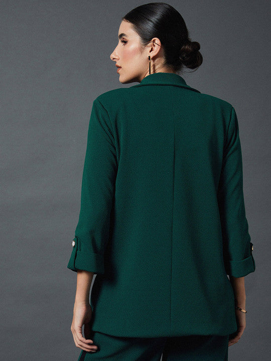 Self Design Notched Lapel Single-Breasted Blazers