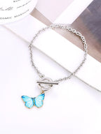 SilverToned Silver-Plated Butterfly Wraparound Bracelet