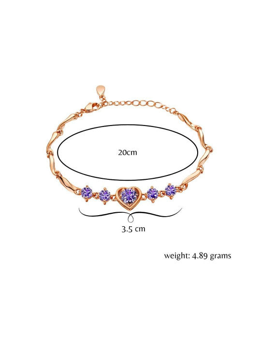 Women American Diamond Rose Gold-Plated Wraparound Bracelet