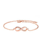 Women White Gold Toned Infinity Shape Crystal Studded Charming Bracelet